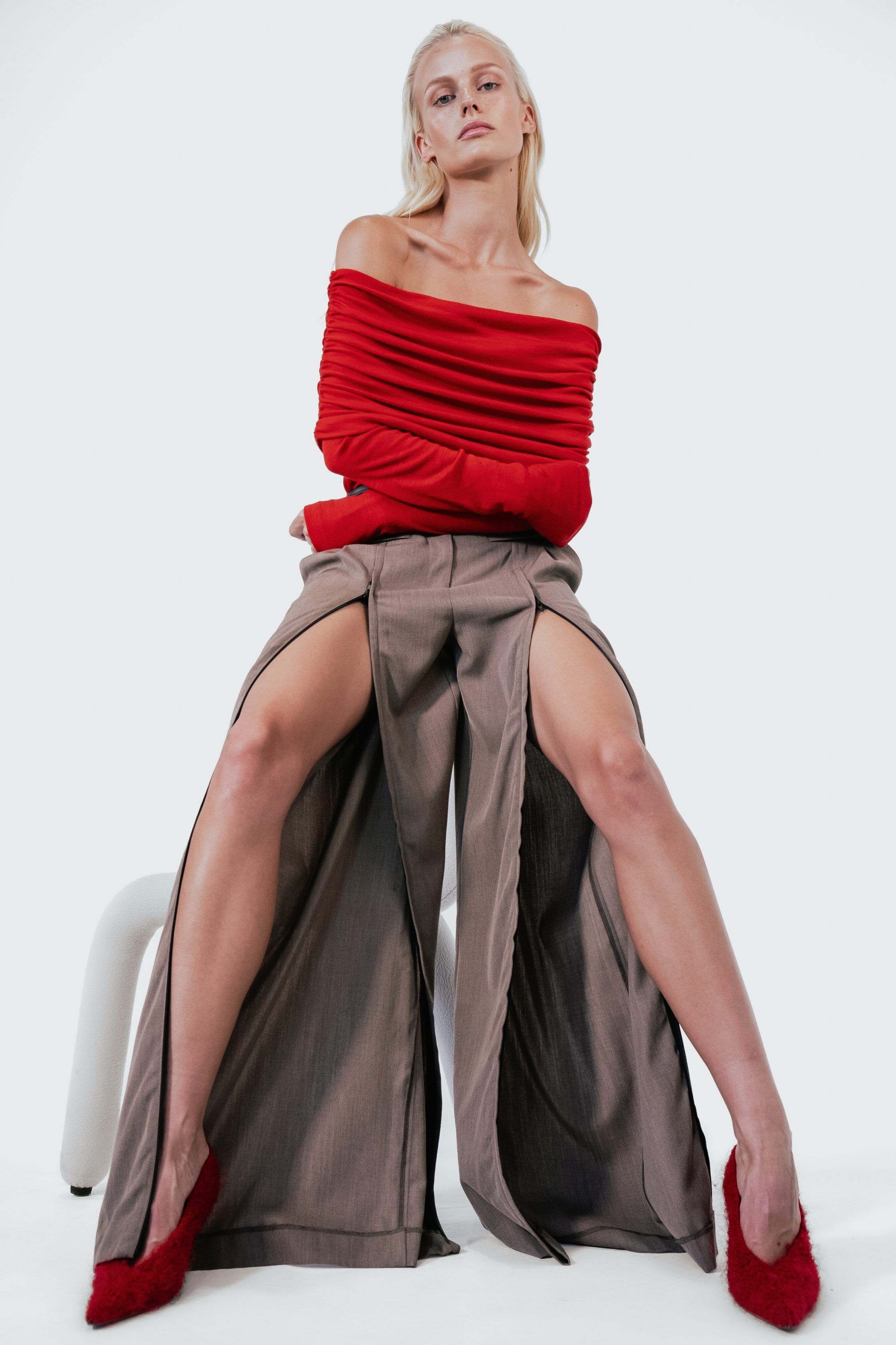 Chloe Merino Wool Top | Red - YANETH